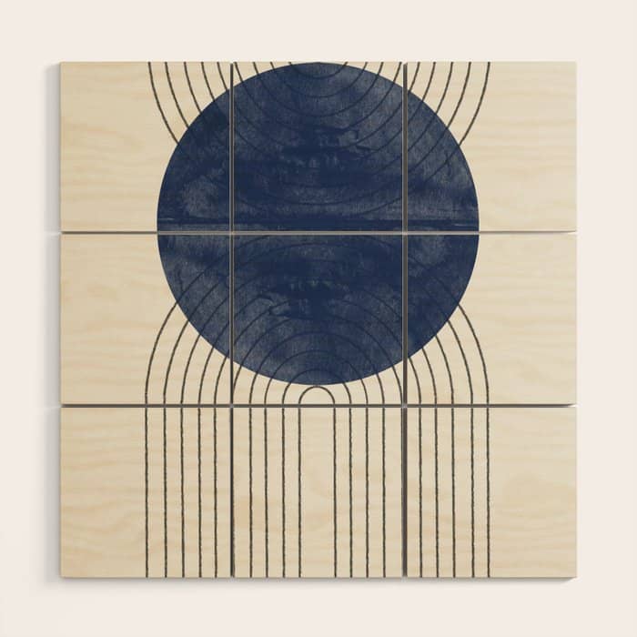 Mid Century Modern Blue Perfect Balance Wood Wall Art