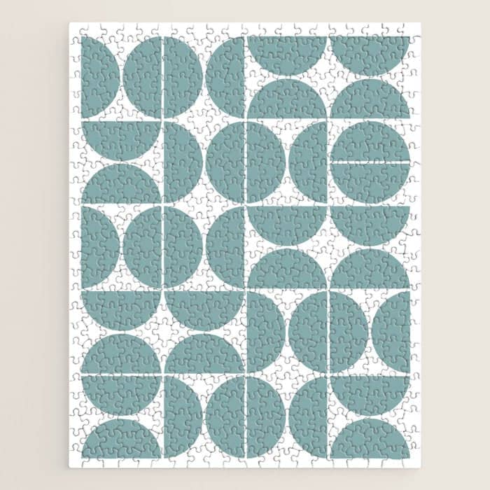 Mid Century Modern Geometric 04 Glass Blue Jigsaw Puzzle