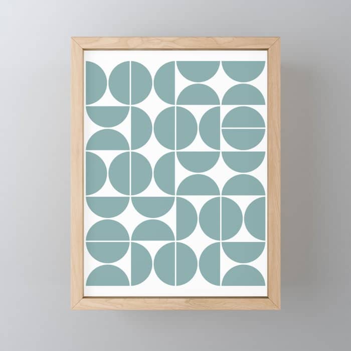 Mid Century Modern Geometric 04 Glass Blue Mini Art Print