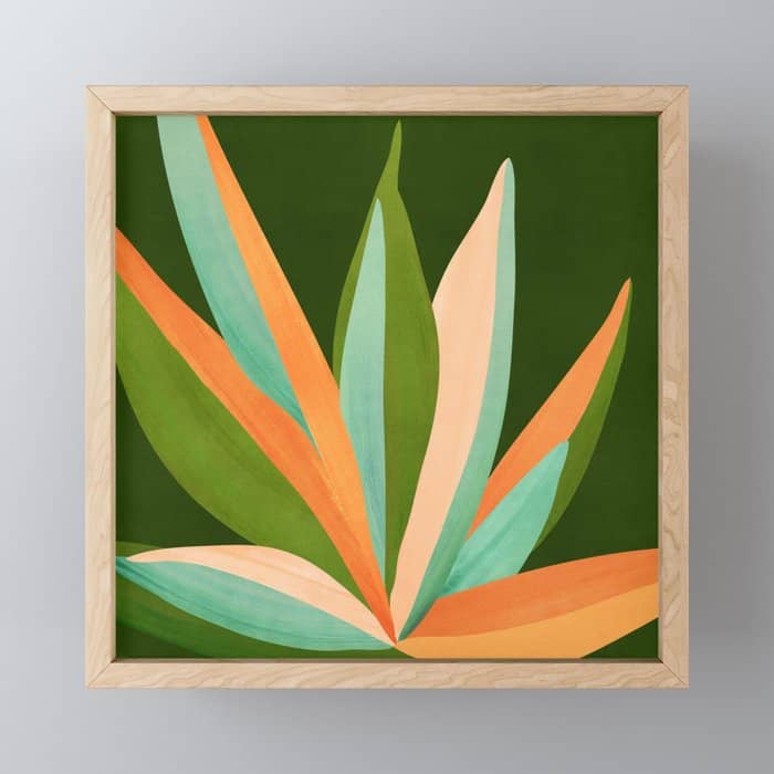 Colorful Agave Painted Cactus Illustration Mini Art Print