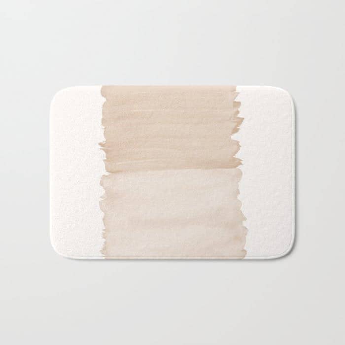 Warm Beige Abstract Minimalism #1 #Minimal #Ink #Decor #Art #Homestorie Bath Mat