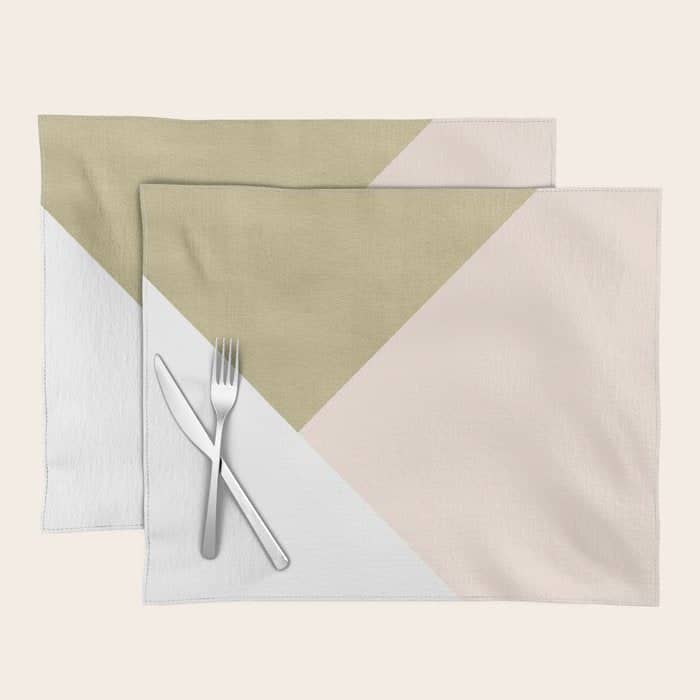 Gold Meets Blush & White Geometric #1 (Faux Foil) #Decor #Art #Homestorie Placemat