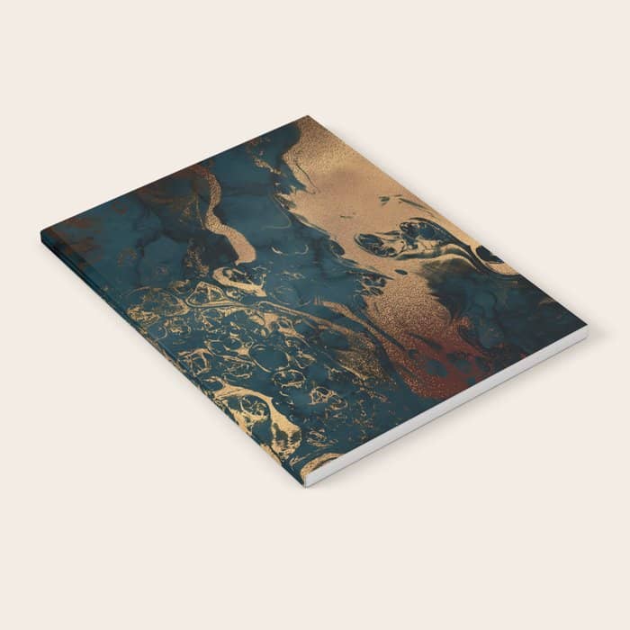Emerald Indigo And Copper Glamour Marble Notebook