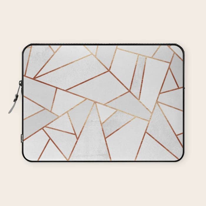 White Stone & Copper Lines Laptop Sleeve