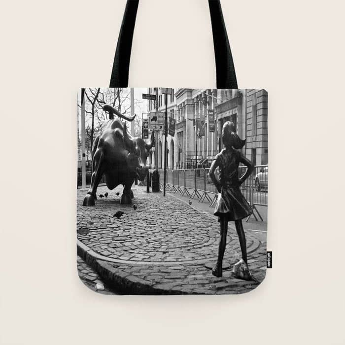Fearless Girl And The Charging Bull Tote Bag