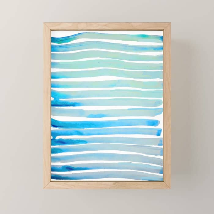 New Year Blue Water Lines Mini Art Print