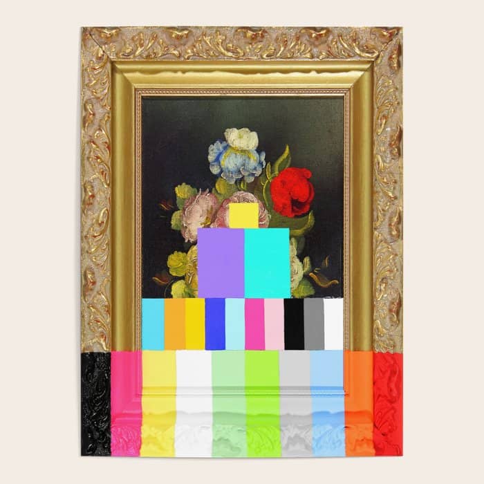A Painting Of Flowers With Color Bars Poster