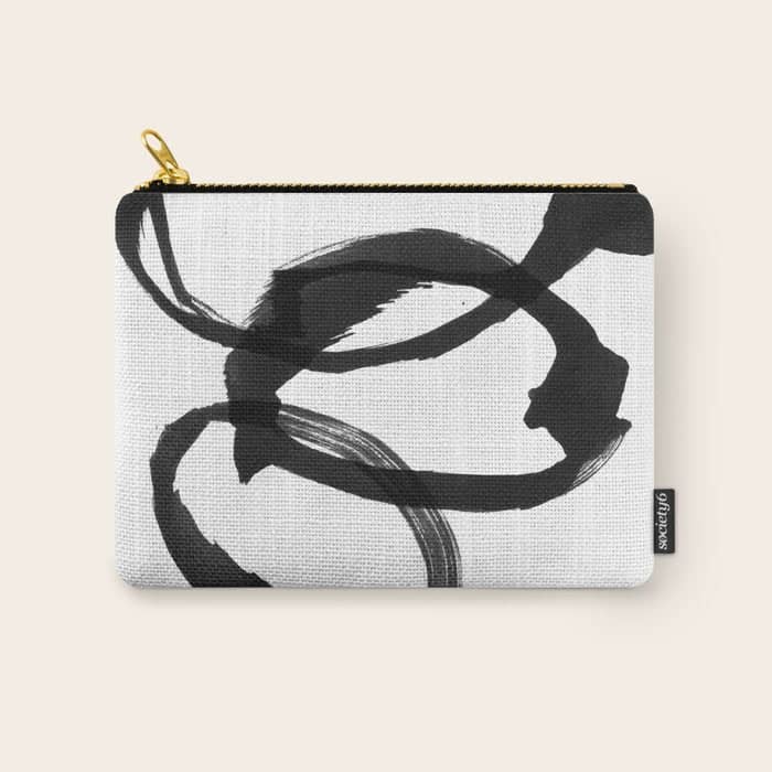 Black And White Round Abstract Shapes Minimalist Ink Painting Carry All Pouch