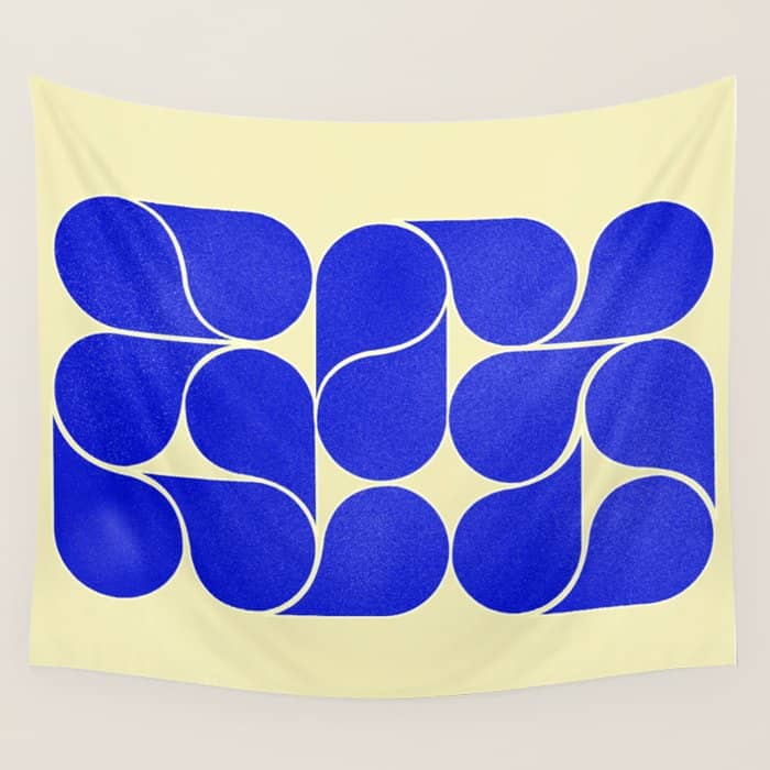 Blue Mid-Century Shapes No8 Wall Tapestry