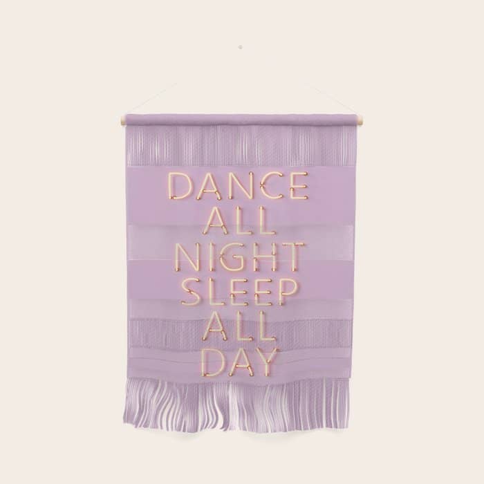 Dance All Night - Pink Neon Typography Wall Hanging