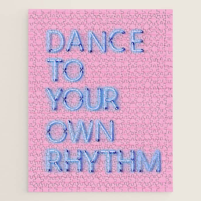 Dance To Your Own Rhythm - Blue Neon Jigsaw Puzzle