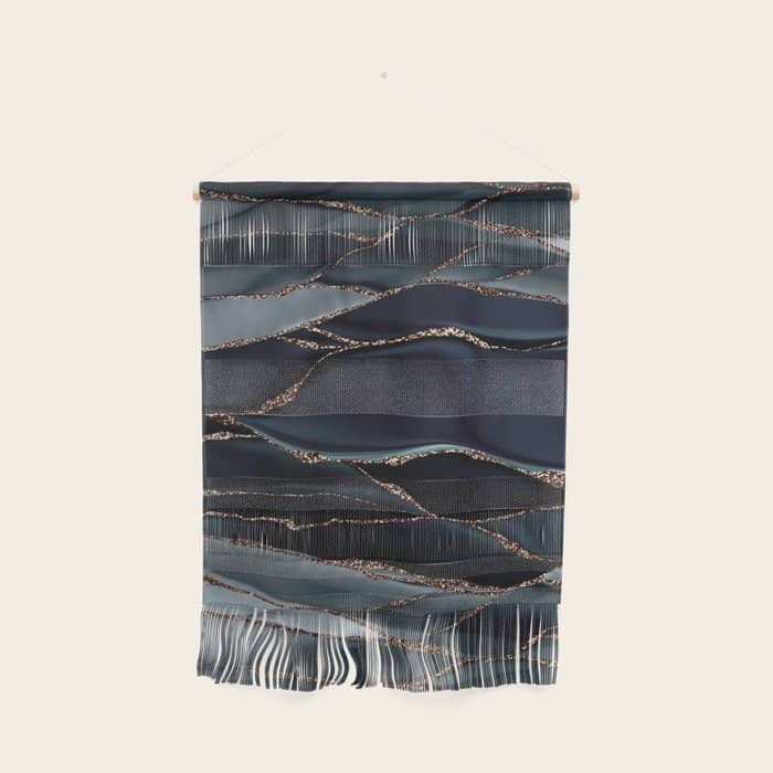 Midnight Marble Deep Ocean Waves Wall Hanging