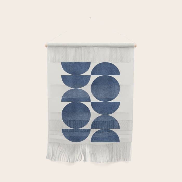 Blue Navy Retro Scandinavian Mid Century Modern Wall Hanging