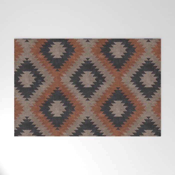 Aztec Neutrals - Inkwell & Taupe Welcome Mat