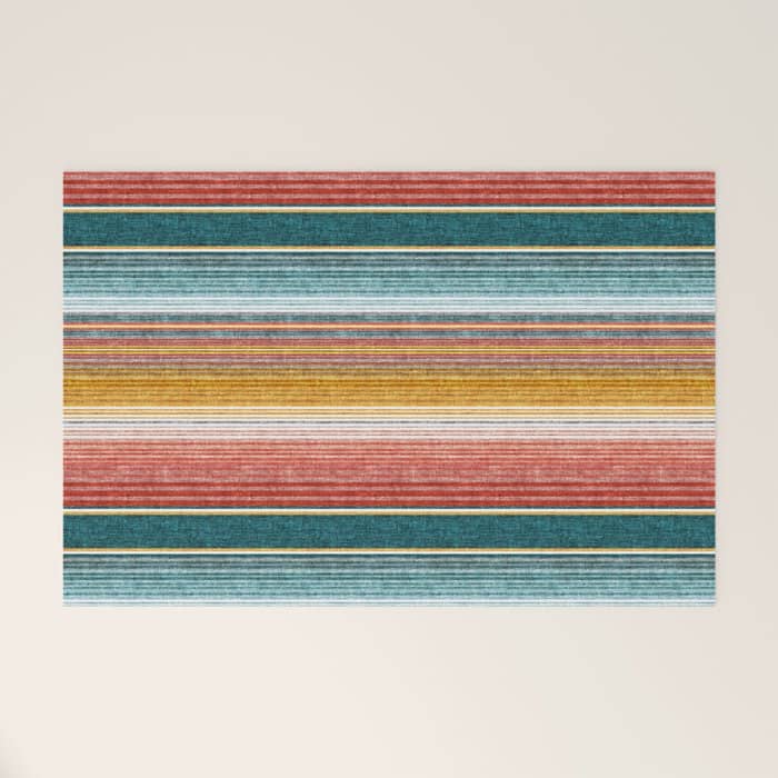 Serape Southwest Stripe - Orange & Teal Welcome Mat
