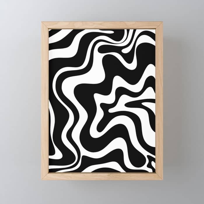 Liquid Swirl Abstract Pattern In Black And White Mini Art Print