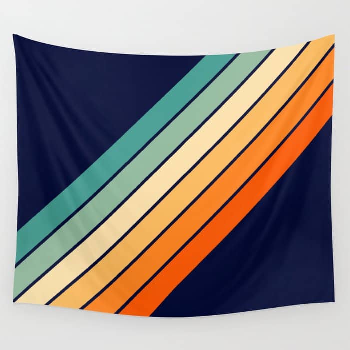 Farida - 70s Vintage Style Retro Stripes Wall Tapestry