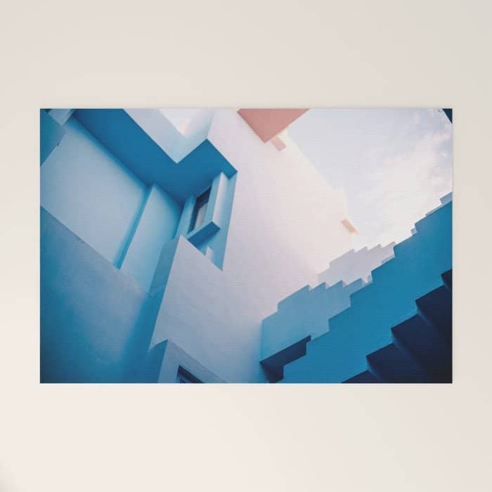 Muralla Roja Blue And Pink Geometric Walls Welcome Mat