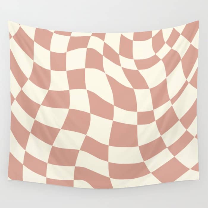 Checkers Coral Summer Beach Wall Tapestry