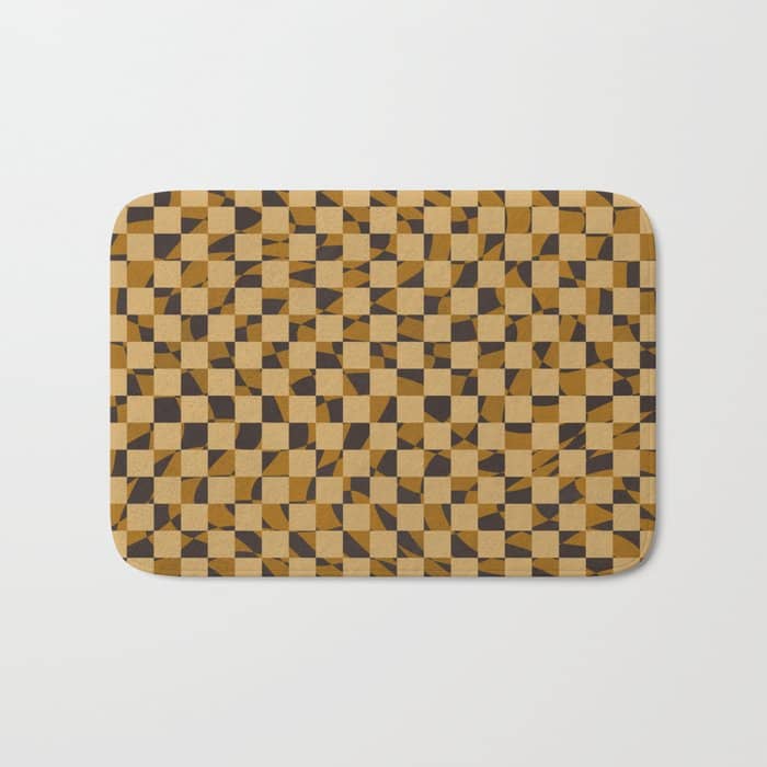 Abstract Checked In Golden Ochre Bath Mat