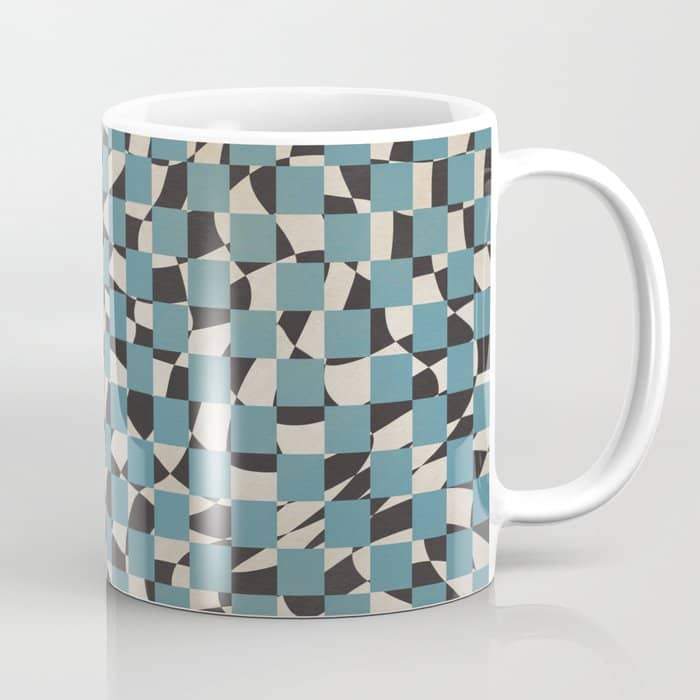 Abstract Checked Blue And Black Coffee Mug