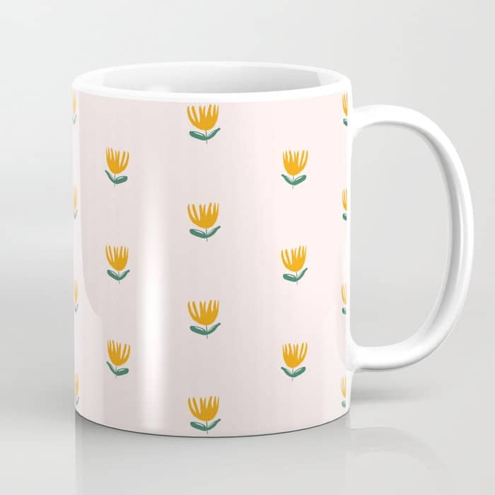 Abstract Yellow Tulip - Pink Background Coffee Mug