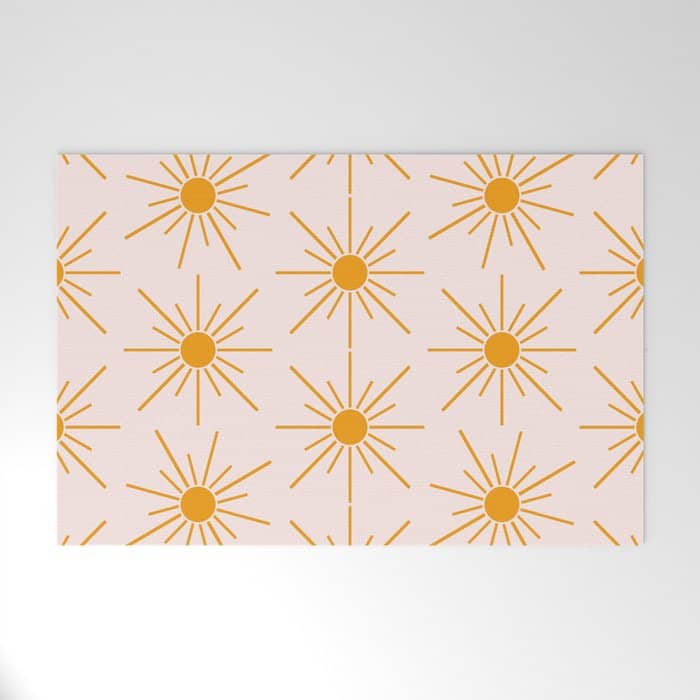 Sun Pattern On Pink Background Welcome Mat
