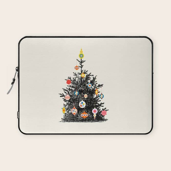 Retro Decorated Christmas Tree Laptop Sleeve