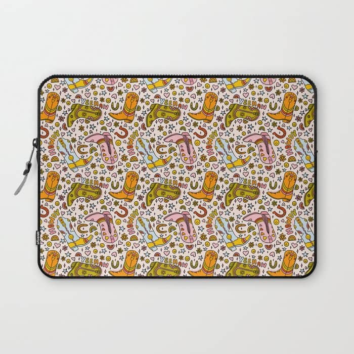Rainbow Cowboy Boots Print Laptop Sleeve