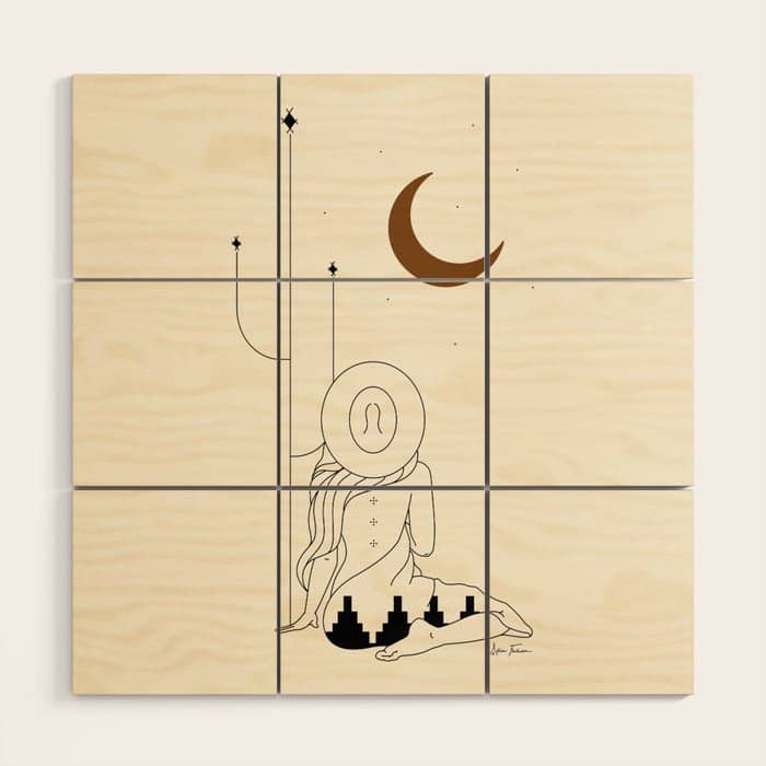 Talking To The Moon - Rustic Wood Wall Art
