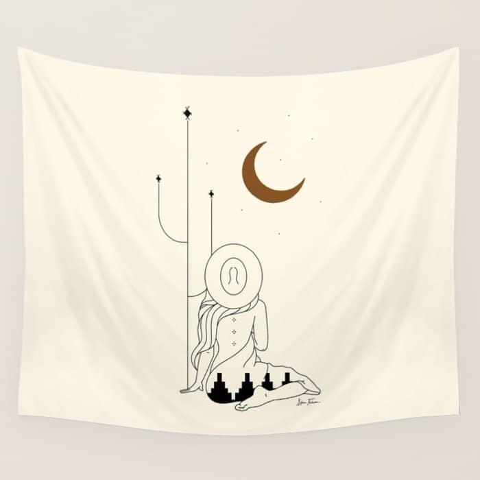Talking To The Moon - Rustic Wall Tapestry