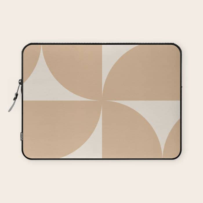 Bauhaus Mid Century Modern Geometric X Neutral Beige Laptop Sleeve