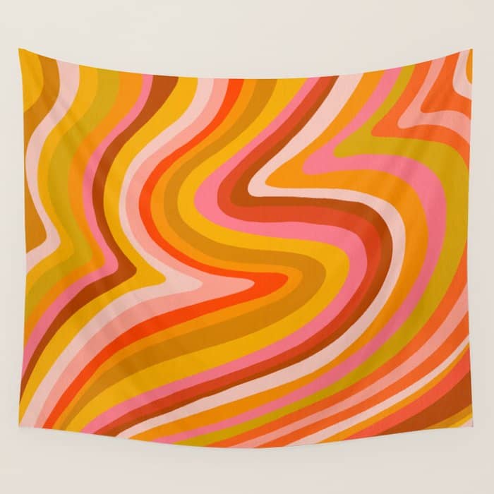 Sunshine Melt - Retro Ochre Wall Tapestry