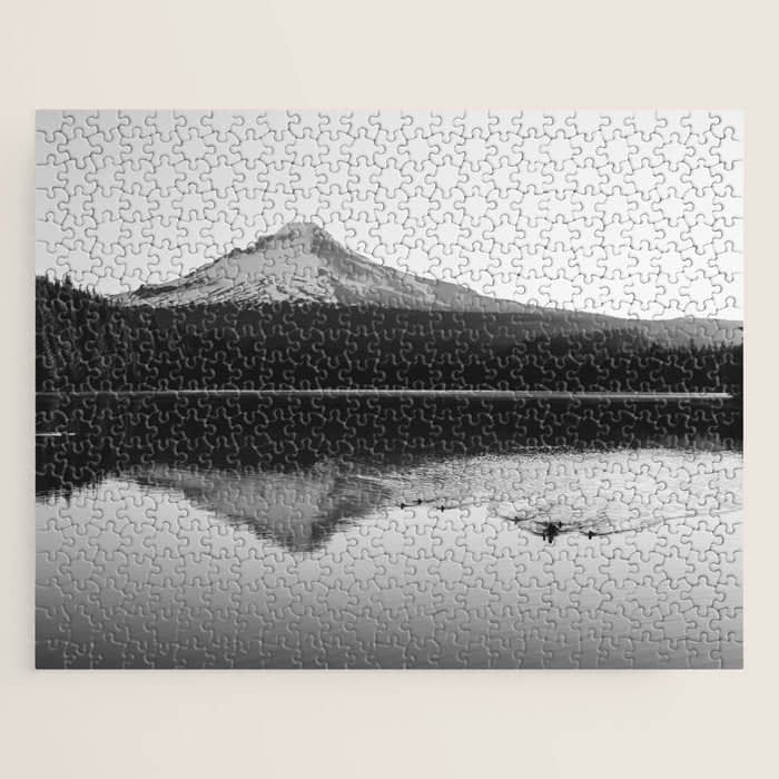 Wild Mountain Sunrise - Black And White Nature Photography Jigsaw Puzzle