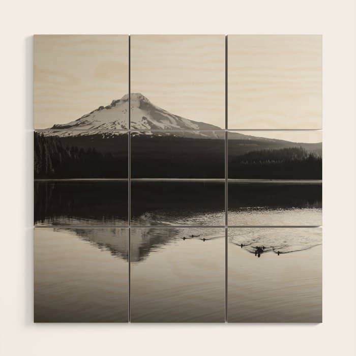 Wild Mountain Sunrise - Black And White Nature Photography Wood Wall Art