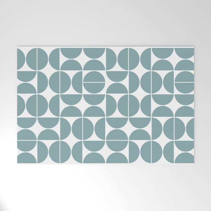 Mid Century Modern Geometric 04 Glass Blue Welcome Mat