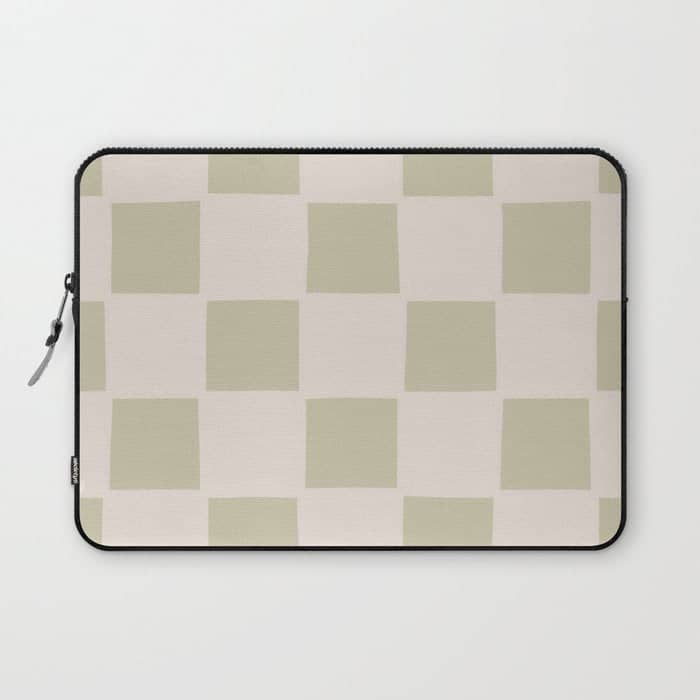 Playful Check In Olive Green Laptop Sleeve