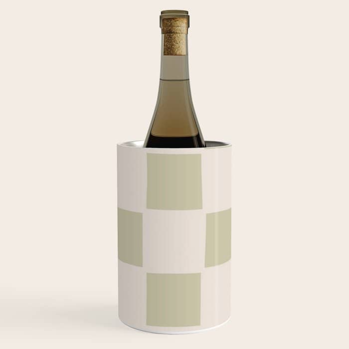 Playful Check In Olive Green Wine Chiller