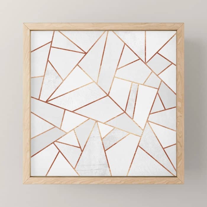White Stone & Copper Lines Mini Art Print