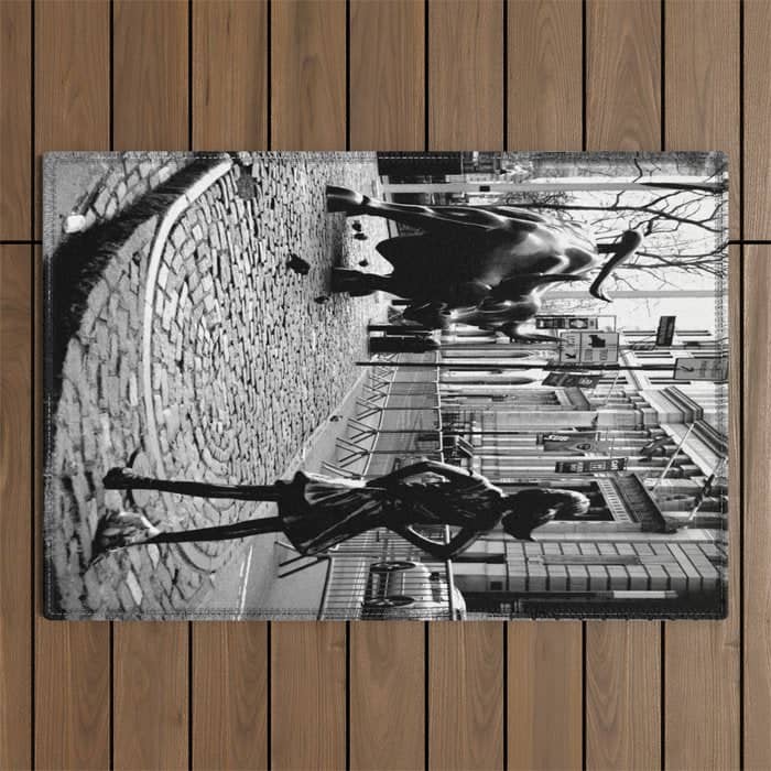 Fearless Girl And The Charging Bull Outdoor Rug
