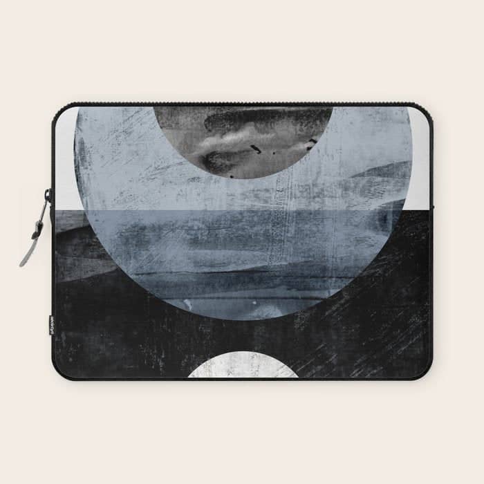 Circles Black And White Geometric Mid-Century Modern Abstract Laptop Sleeve