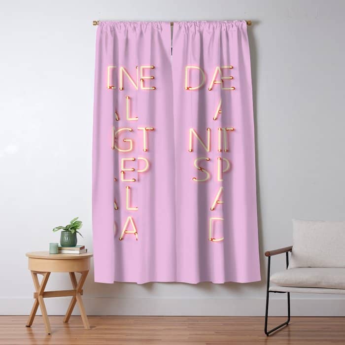 Dance All Night - Pink Neon Typography Window Curtain
