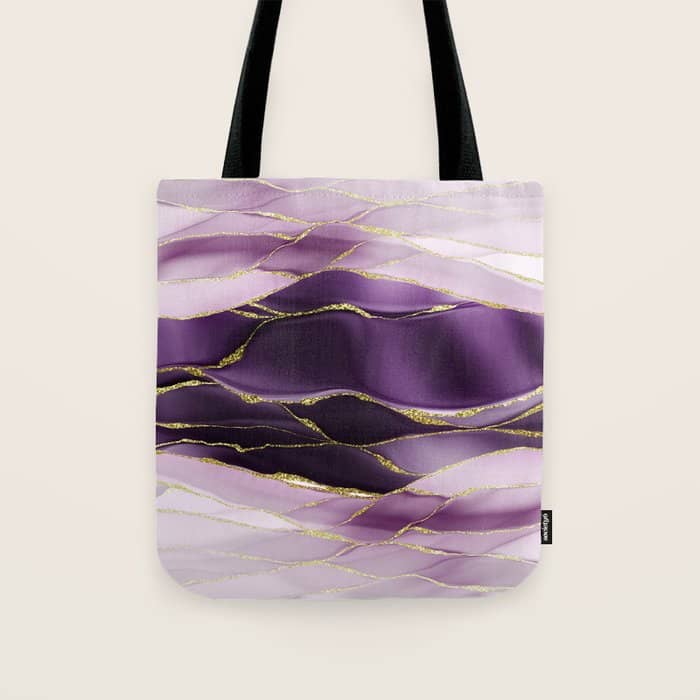 Day And Night Purple Marble Landscape Tote Bag