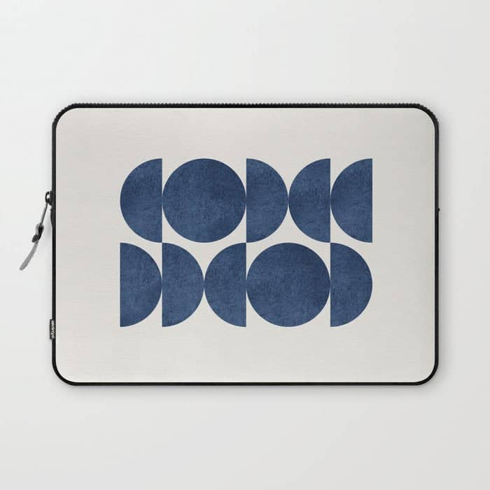 Blue Navy Retro Scandinavian Mid Century Modern Laptop Sleeve