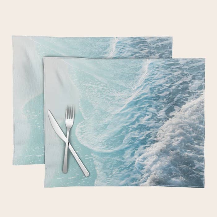 Soft Turquoise Ocean Dream Waves #1 #Water #Decor #Art #Homestorie Placemat
