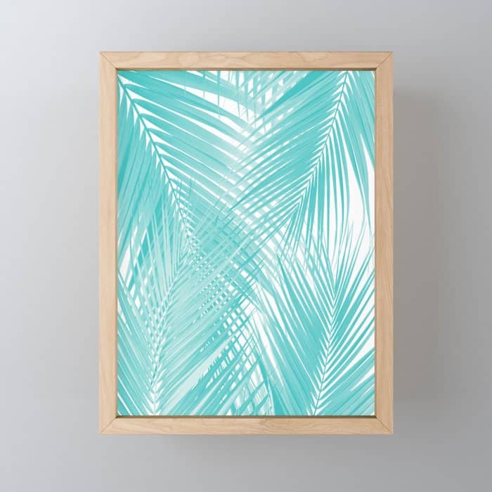 Soft Turquoise Palm Leaves Dream - Cali Summer Vibes #3 #Tropical #Decor #Art Mini Art Print