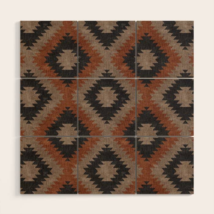 Aztec Neutrals - Inkwell & Taupe Wood Wall Art