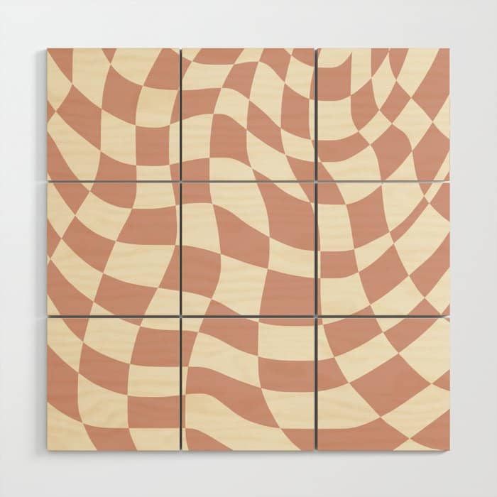Checkers Coral Summer Beach Wood Wall Art