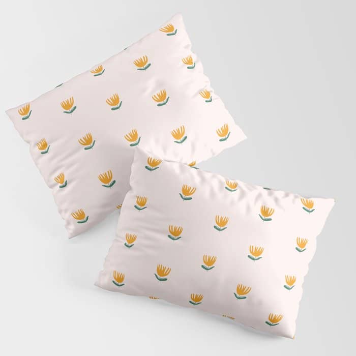 Abstract Yellow Tulip - Pink Background Pillow Sham