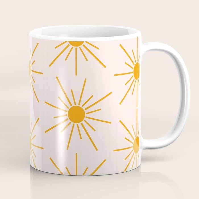 Sun Pattern On Pink Background Coffee Mug